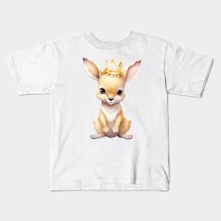 Watercolor Kangaroo Wearing a Crown Kids T-Shirt